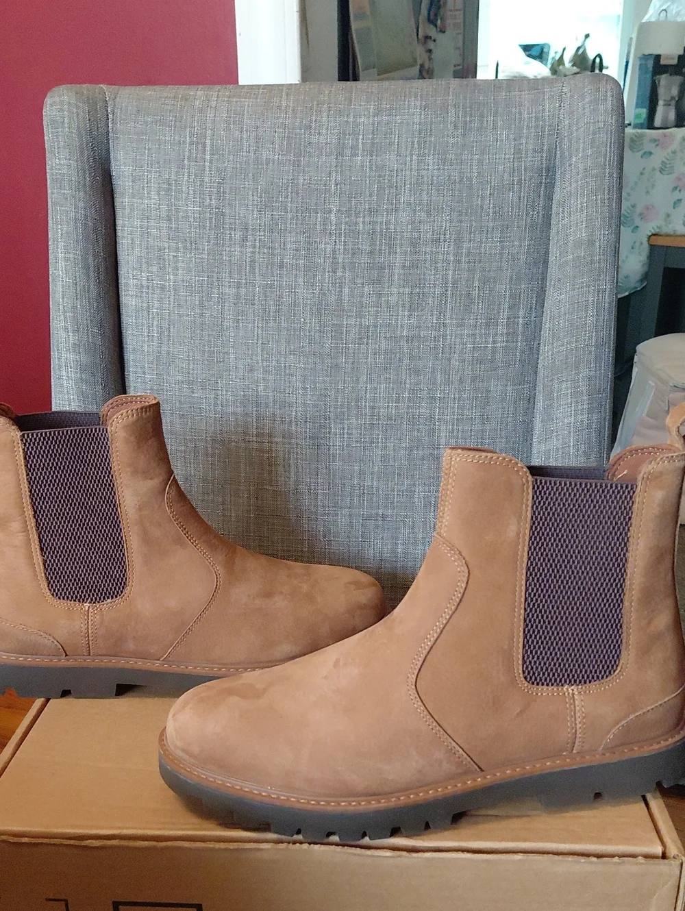 Toms Griffin Men's Brown Leather Chelsea Boots Size 12